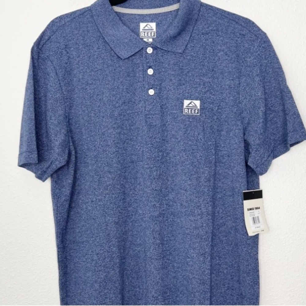 NWT Size Large Reef Color: Blue Walsh Men’s Polo Shirt Short Sleeve Cobb Pique